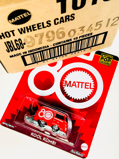 Hot Wheels 2025 Pop Culture Mattel 80th Anniversary Kool Kombi Factory Sealed Solid Pack (10 Cars)