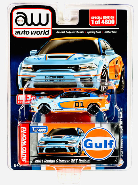 Auto World Mijo Exclusives 2021 Dodge Charger SRT Hellcat Custom GULF Livery