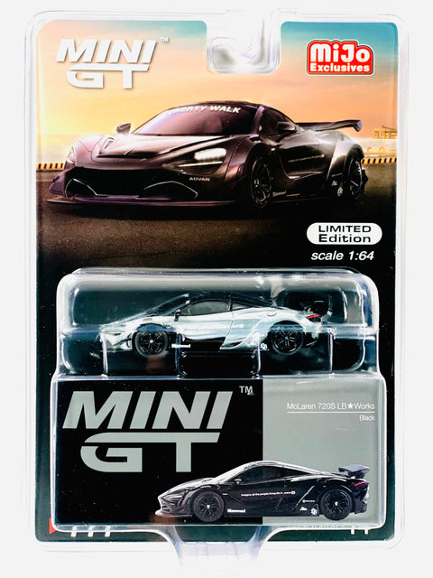 Mini GT Mijo Exclusive McLaren 720S LB-Works Black #777 Chase - Damaged Blister