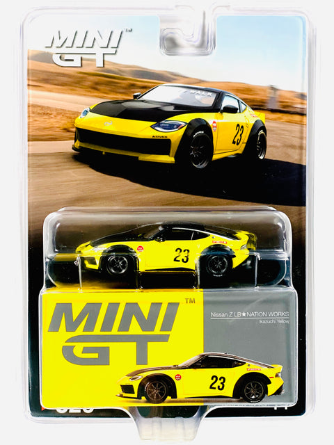 Mini GT Mijo Exclusive Nissan Z LB-NATION WORKS Ikazuchi Yellow LHD #826