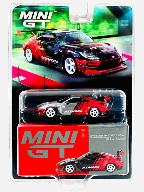 Mini GT Mijo Exclusive Toyota GR86 HKS TYPE R ADVAN 2022 Tokyo Auto Salon #956 Chase