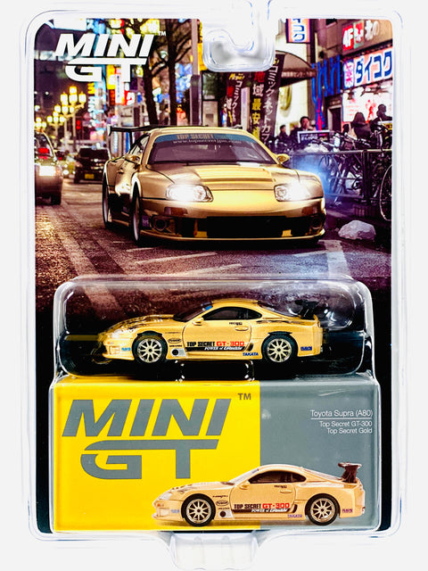 Mini GT Mijo Exclusive Toyota Supra (A80) Top Secret GT-300 Top Secret Gold #961