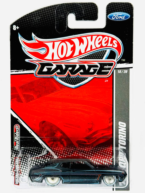 Hot Wheels Garage '70 Ford Torino Black - Damaged Card/Blister