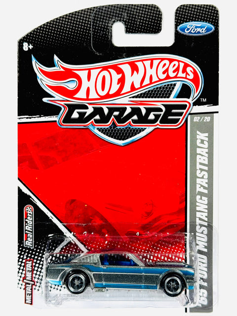 Hot Wheels Garage '65 Ford Mustang Fastback Gray & Blue - Damaged Card/Blister