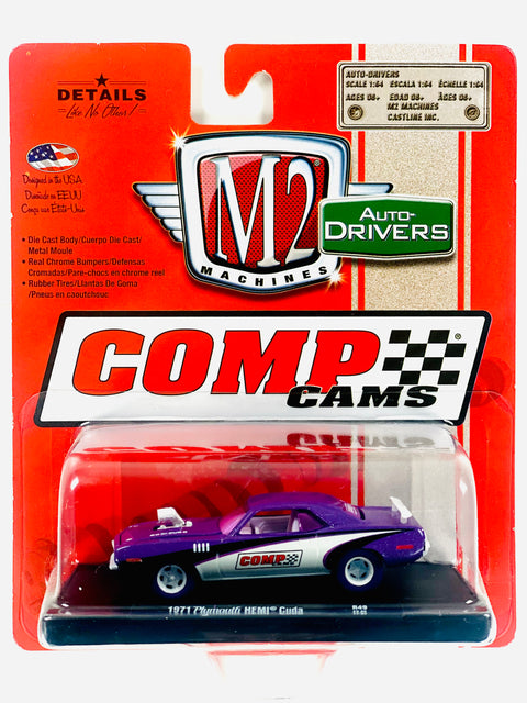 M2 Auto-Drivers Comp Cams 1971 Plymouth HEMI Cuda Chase - Damaged Card/Blister