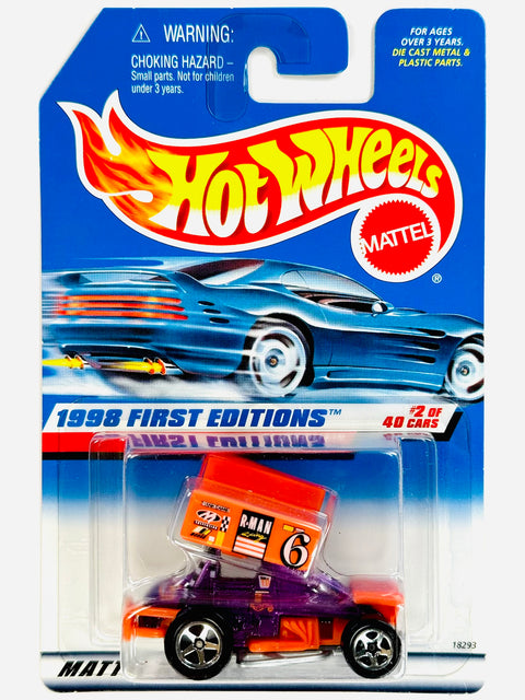 Hot Wheels 1998 First Editions Slideout Purple w/ Orange (2/40) - Damaged Card/Blister