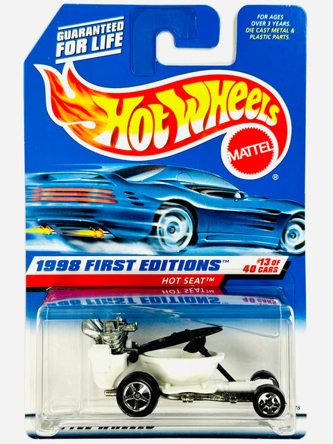 Hot Wheels 1998 First Editions Hot Seat White w/ Black (13/40) - Damaged Card/Blister