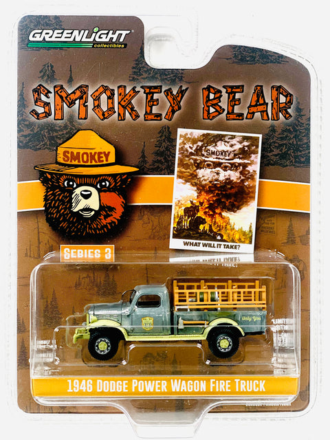 Greenlight Smokey Bear 1946 Dodge Power Wagon Fire Truck Chase - Damaged Blister