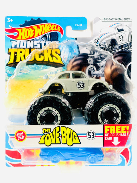 Hot Wheels 2020 Monster Truck & Car Herbie the Love Bug #53 - Damaged Card