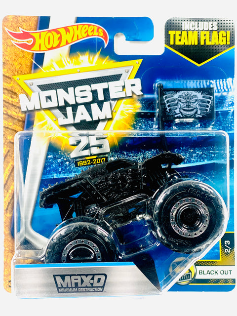 Hot Wheels 2017 Monster Truck & Car Monster Jam Black Out Max-D (2/3) - Damaged Card