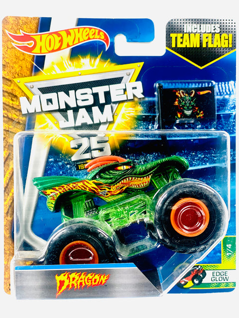 Hot Wheels 2017 Monster Truck & Car Monster Jam Edge Glow Dragon (1/4) - Damaged Card