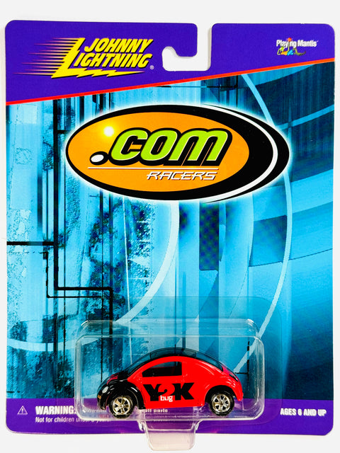 Johnny Lightning Playing Mantis .com Racers Y2K Bug Red - Damaged Card/Blister
