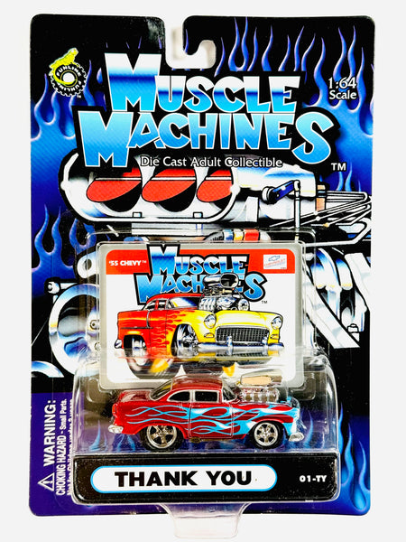 muscle machine ミニカー　Chevrolet アメ車 Muscle Machines '55 Chevy Thank You Car - Damaged Card – Jcardiecast