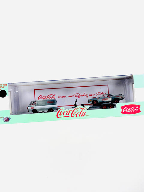 M2 Machines Auto Haulers Coca Cola 1967 Dodge A100 Panel Van & 1971 Plymouth HEMI Cuda Chase - Damaged Box