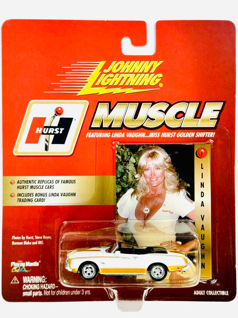 Johnny Lightning Hurst Muscle Linda Vaugh 1972 Hurst Olds (Random PhotoCard) - Damaged Card/Blister