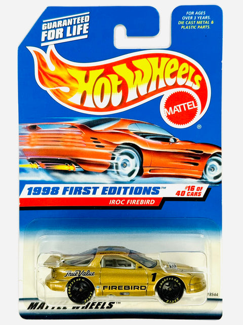 Hot Wheels 1998 First Editions IROC Firebird Gold (16/40) - Damaged Card/Blister
