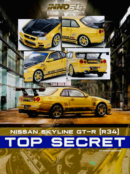 Inno64 Factory Sealed Nissan Top Secret R34 GT-R Gold – Jcardiecast