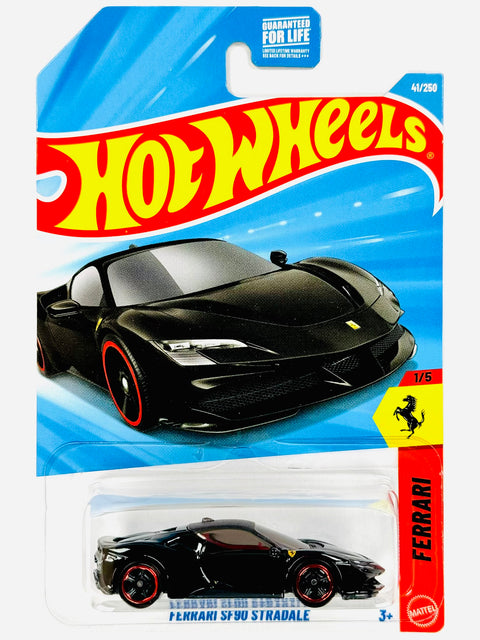 Hot Wheels Ferrari SF90 Stradale Black (41/250) - Damaged Card/Blister