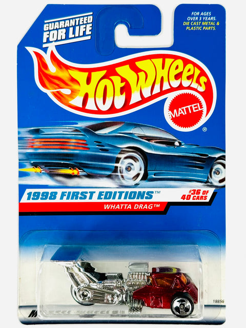 Hot Wheels 1998 First Editions Whatta Drag Red (36/40) - Damaged Card/Blister