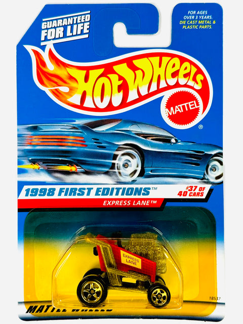 Hot Wheels 1998 First Editions Express Lane Red (37/40) - Damaged Card/Yellow Blister