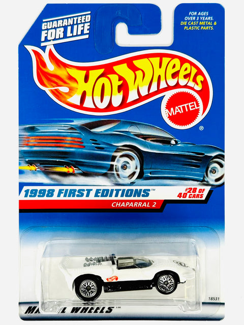Hot Wheels 1998 First Editions Chaparral 2 White (28/40) - Damaged Card/Blister