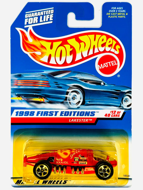 Hot Wheels 1998 First Editions Lakester Red (12/40) - Damaged Card/Yellow Blister