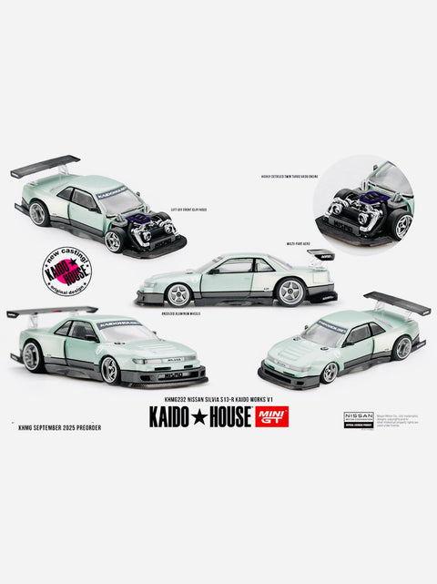 Mini GT x Kaido House Collab Factory Sealed Nissan Silvia S13-R KAIDO WORKS V1 Sea Foam Green #232