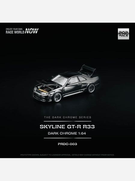 Pop Race Factory Sealed Skyline GT-R R33 Dark Chrome #003