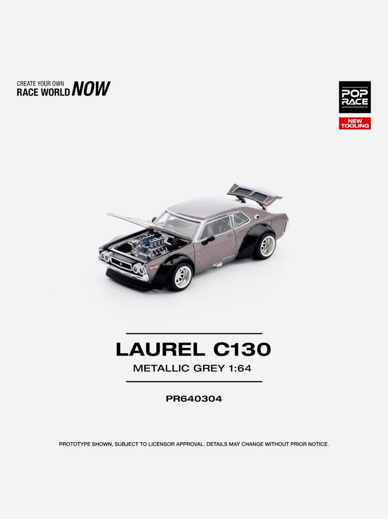 Pop Race Factory Sealed Laurel C130 Metallic Grey #304 – Jcardiecast