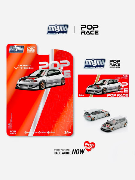 Pop Race Enigma Exclusive Pandem Civic EG6 Raw Metal #018 Chase