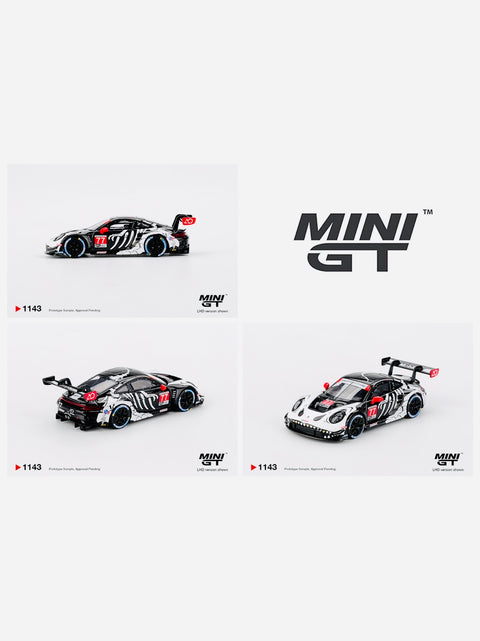 Mini GT Mijo Exclusive Porsche 911 GT3 R #77 AO Racing 2025 IMSA Petit Le Mans Skeleton Rexy #1143