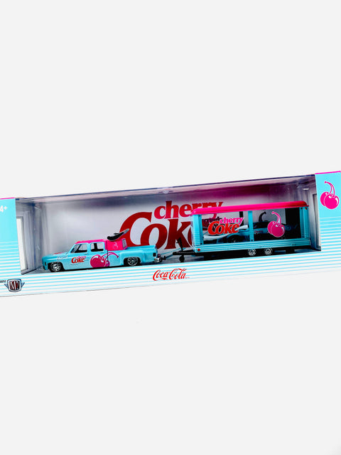 M2 Machines Auto Haulers Coca-Cola Cherry Coke 1973 Chevrolet Cheyenne Super 30 W/ 1985 Chevrolet Camaro IROC-Z