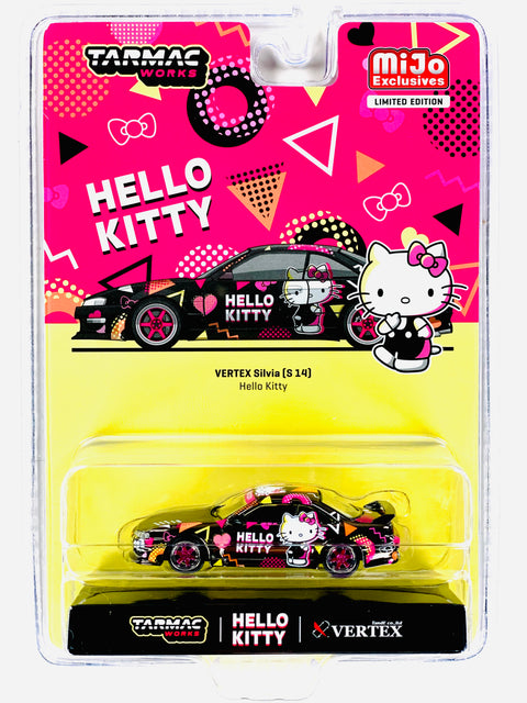 Tarmac Works Mijo Exclusives Vertex Silvia S14 Hello Kitty Black Chrome