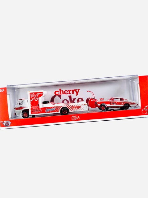 M2 Machines Auto Haulers Cherry Coke 1966 Dodge L600 COE & 1966 Dodge Charger Gasser Chase - Damaged Box