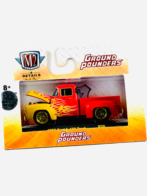 M2 Machines Auto-thentics Ground Pounders 1956 Ford F-100 Truck Chase - Damaged Box