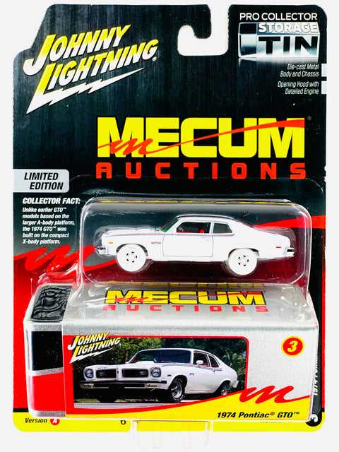 Johnny Lightning Storage Tin Mecum Actions 1974 Pontiac GTO Chase - Damaged Card