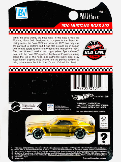 Hot Wheels 2024 RLC 1970 Ford Mustang Boss 302 IBV/Sample - Damaged Card