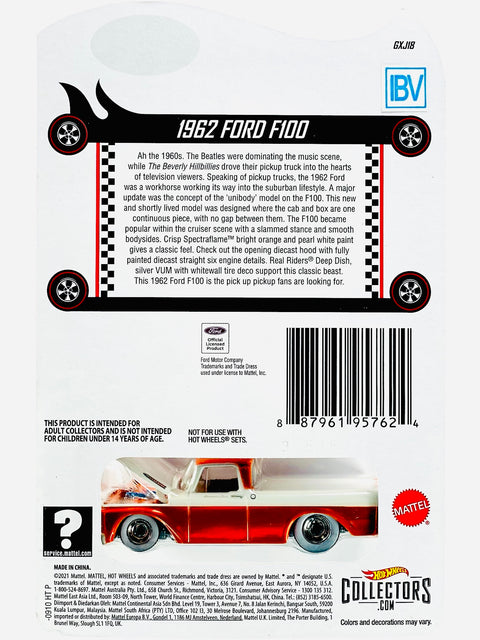 Hot Wheels 2022 RLC 1962 Ford F100 Truck IBV/Sample - Damaged Card