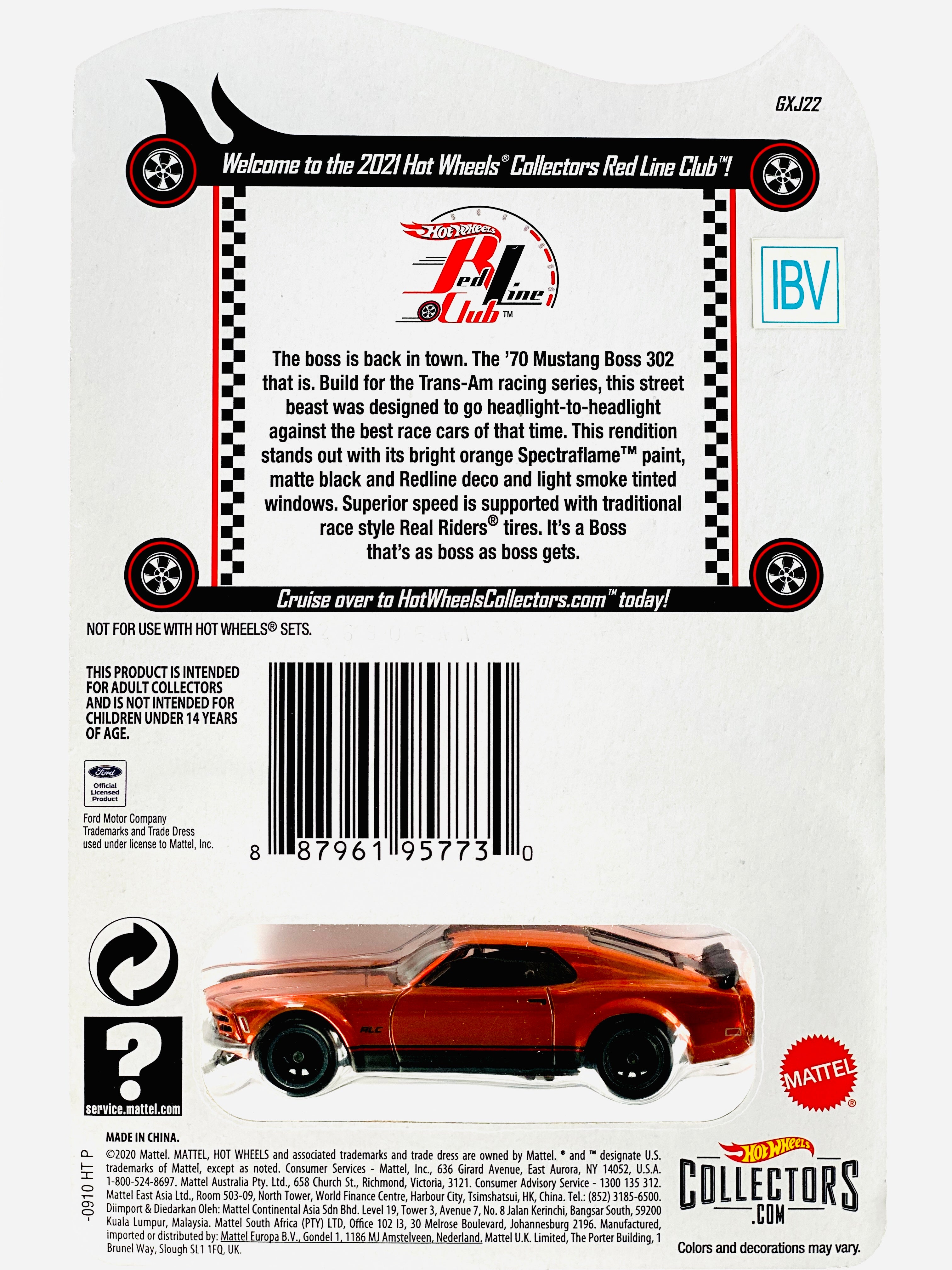 Hot Wheels 2021 RLC Exclusive '70 Mustang Boss 302 IBV/Sample