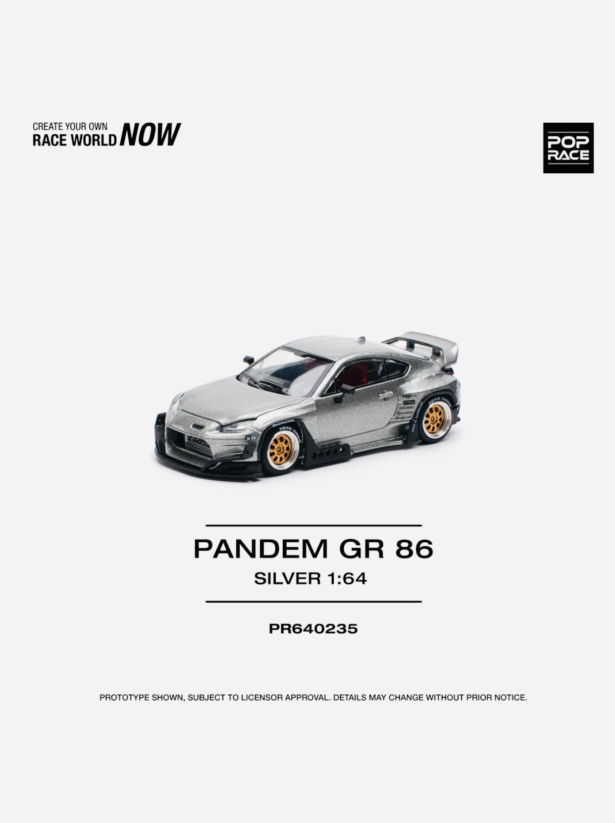 Pop Race Factory Sealed Toyota Pandem GR86 Silver #235
