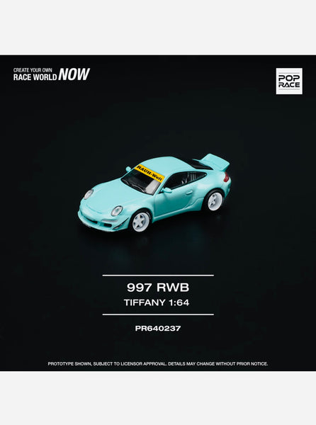 ミニカー PGM 1/64 RAUH-Welt RWB 990 Tiffany Blue Pop Race Factory Sealed Porsche RWB 997 Tiffany Blue #237