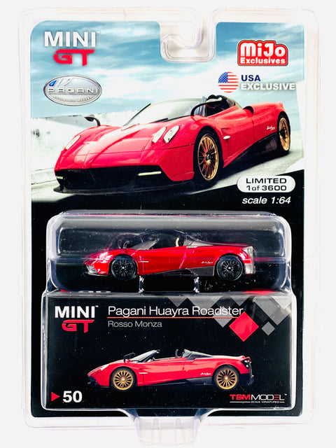 TSM Mini GT Mijo Exclusives Pagani Huayra Roadster Rosso Monza #050 Chase
