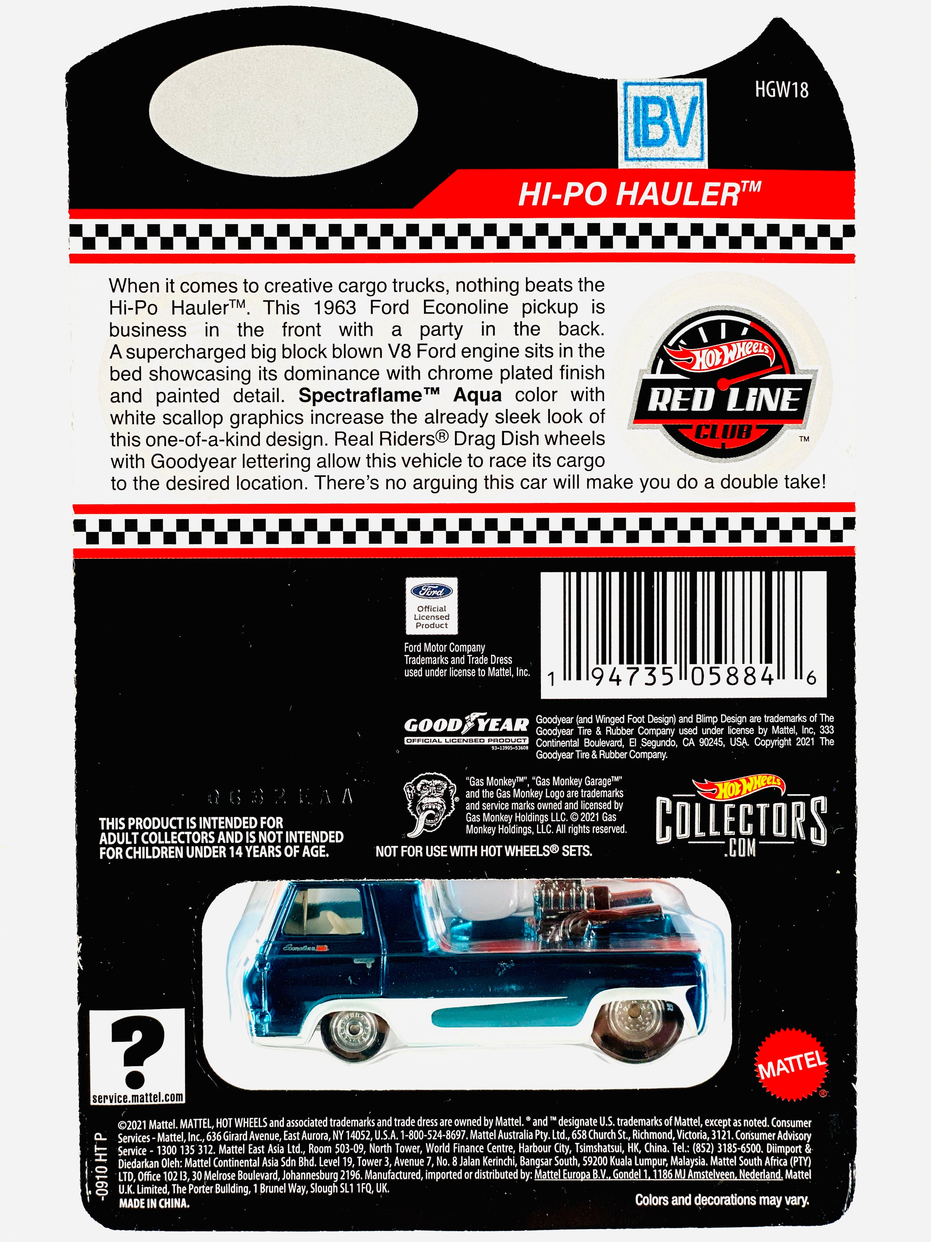 Hot Wheels 2022 RLC Gas Monkey Hi-Po Hauler Blue IBV/Sample