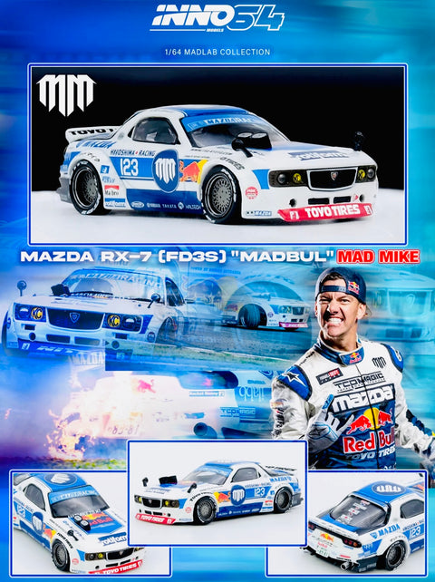 Inno64 Factory Sealed Mazda RX7 (FD3S) "Pandem Rocket Bunny" Madbul Madlab Collection 001