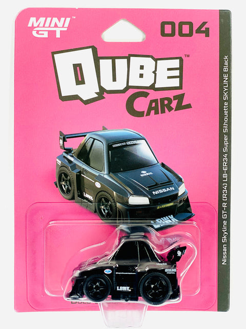 Mini GT QubeCarz Series 1 Liberty Walk Nissan LB-ER34 Super Silhouette Skyline Black #004