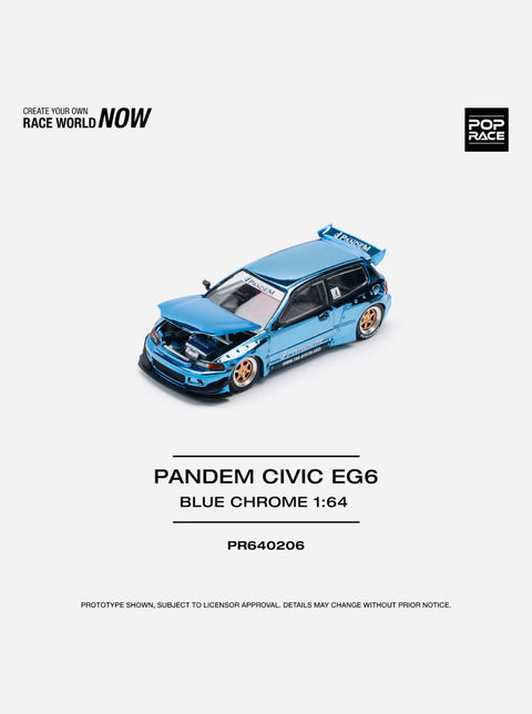 Pop Race Factory Sealed Pandem Civic EG6 Blue Chrome #206