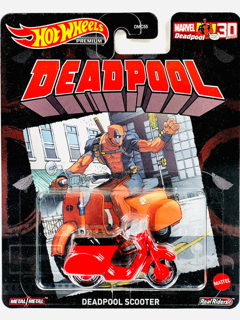 Hot Wheels 2021 Retro Entertainment 30 Years Marvel Deadpool Scooter - Damaged Card