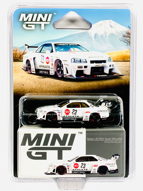 Mini GT Mijo Exclusive Nissan LB-ER34 Super Silhouette ATHLETE/COLLET White #1059