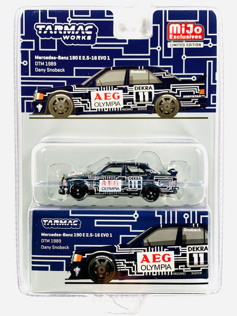 Tarmac Works Mijo Exclusive Mercedes-Benz 190E 2.5-16 EVO 1 #11 DTM 1989 Blue Chase