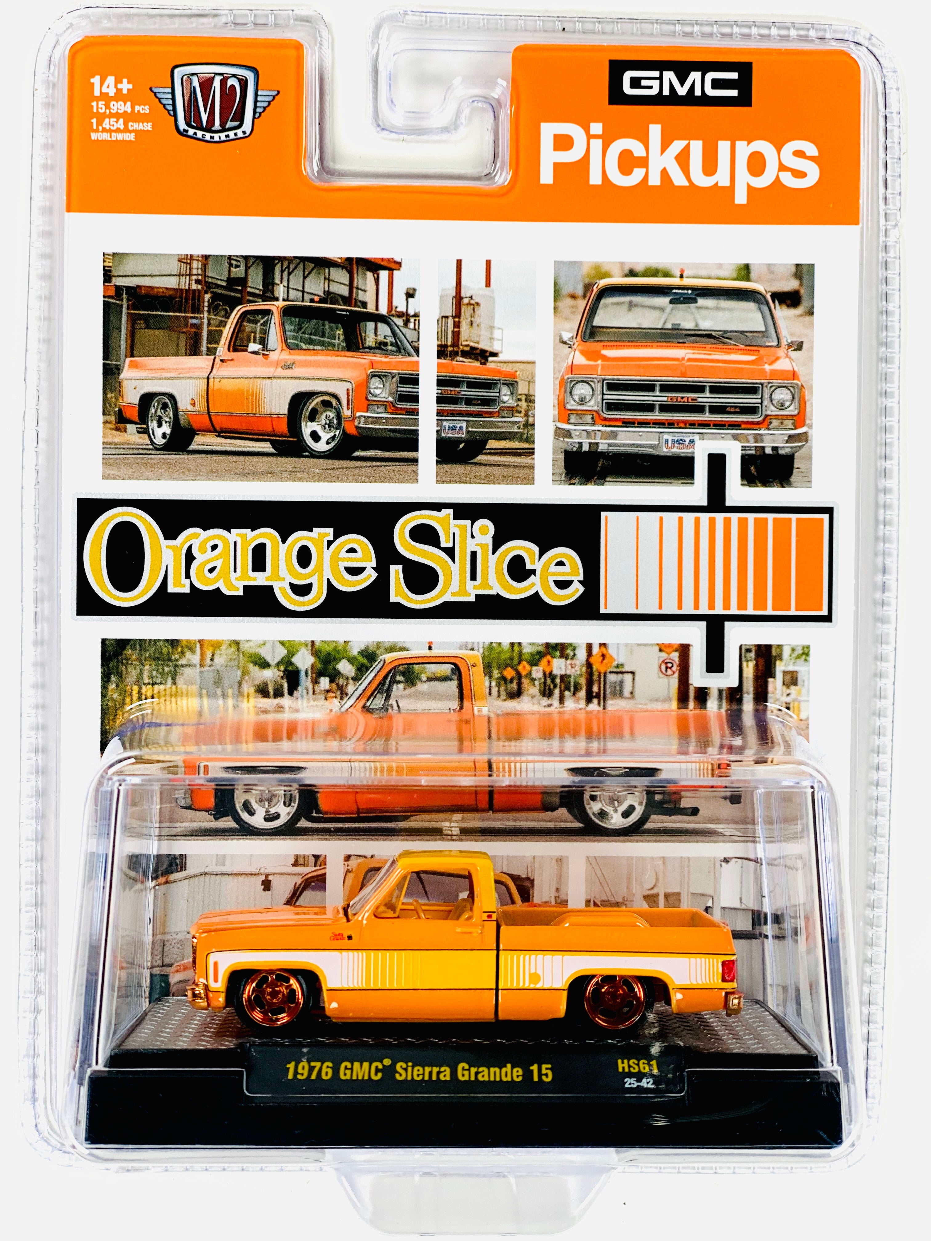 M2マシーン 1976 GMC シエラ・グランデ 15 - クエーカーステート M2 Machines Hobby Exclusive 1976 GMC Sierra Grande “Orange Slice